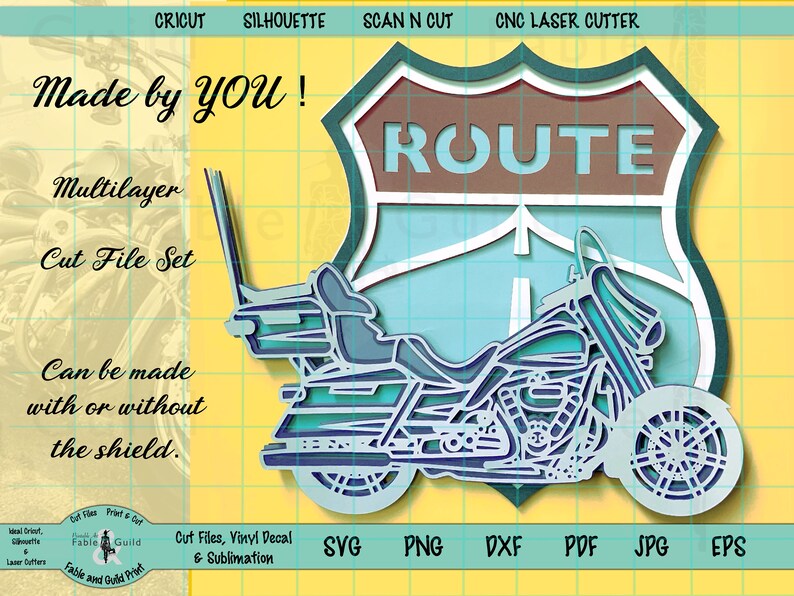 Download SVG Multi layer Harley Motorbike 3D layered Cut Files for | Etsy