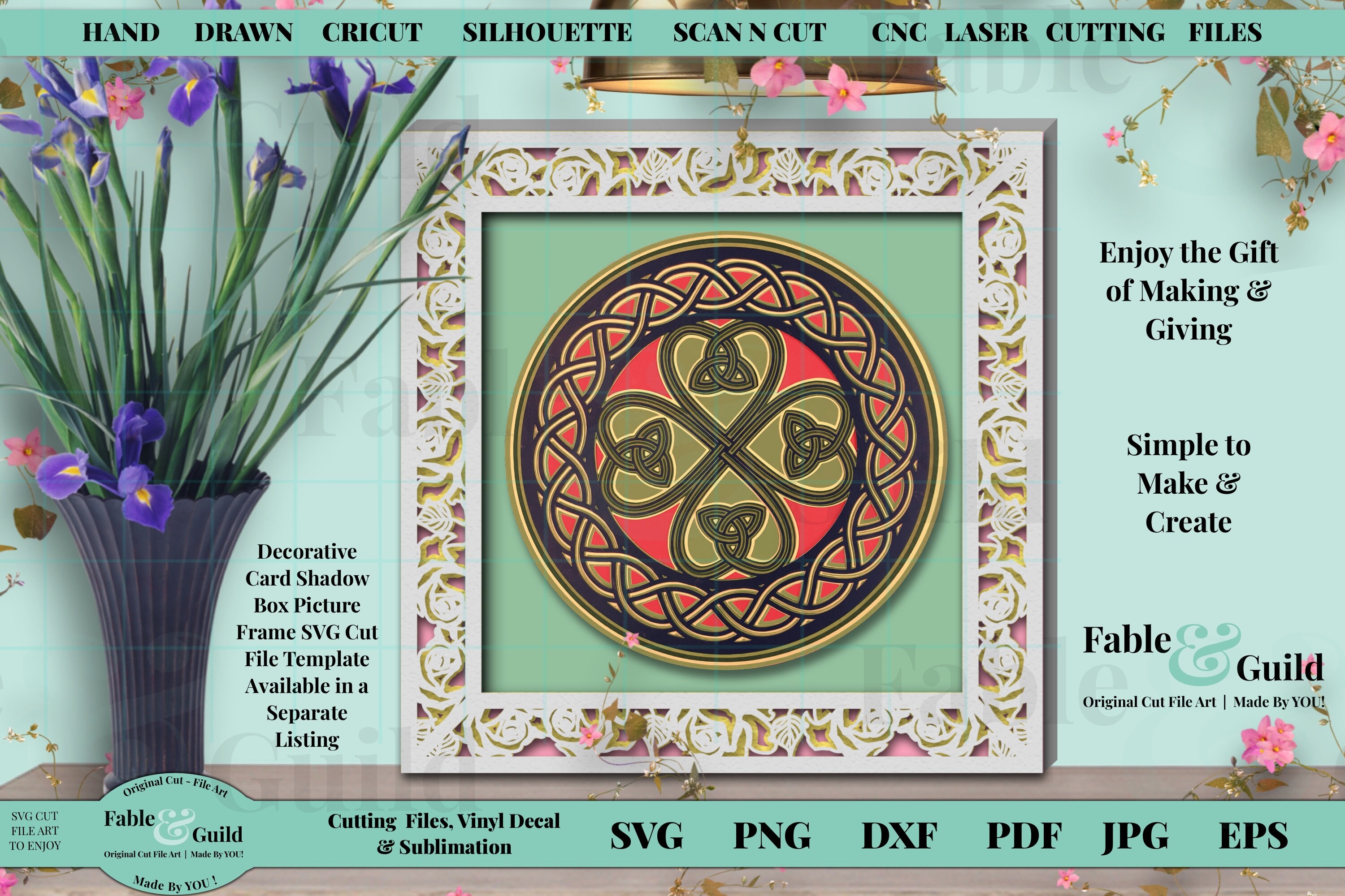 Download 3D Layer Cricut SVG Celtic Knot Lucky Shamrock Four Leaf ...