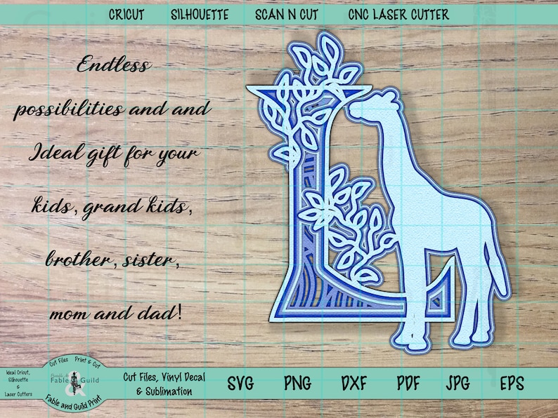 Download SVG Layered Giraffe Letter Cricut Mandala Silhouette Cut | Etsy