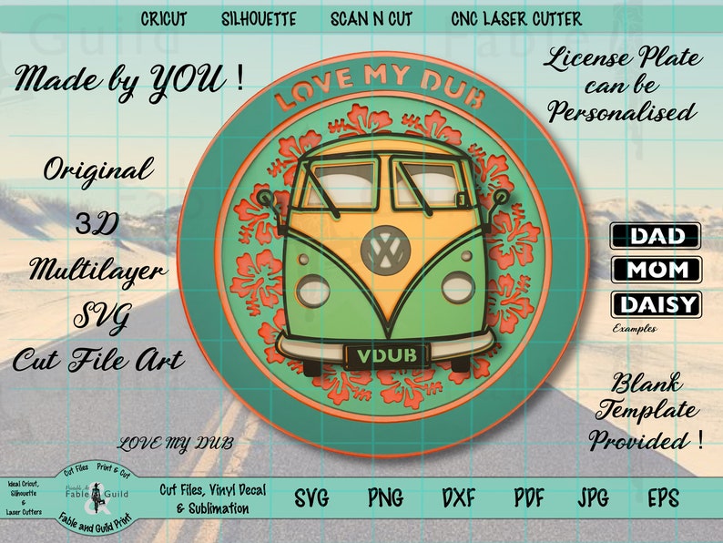 Download 3D Multi layer VW Camper Van SVG layered Mandala Cut Files ...