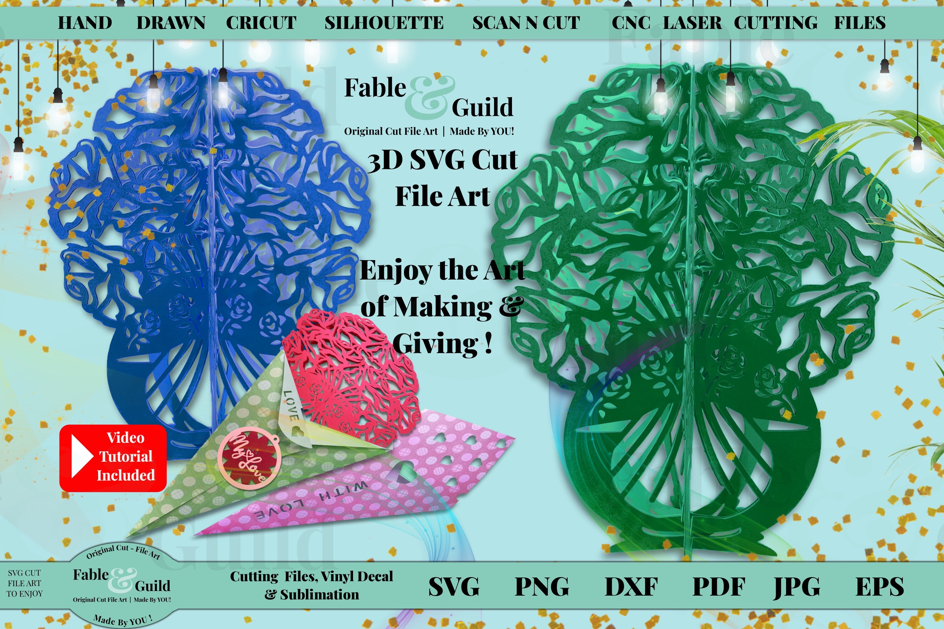 Cricut SVG Template 3D Rose SVG Flower Cricut Card Design Etsy