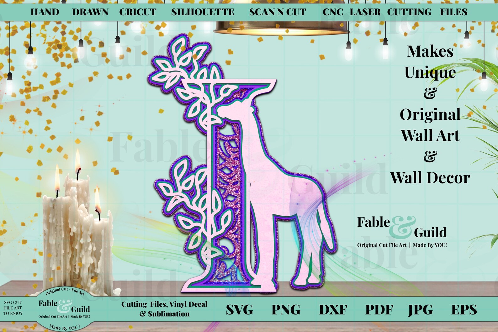 Download Giraffe SVG Animal Alphabet Letter I Cut File 3D Layered ...