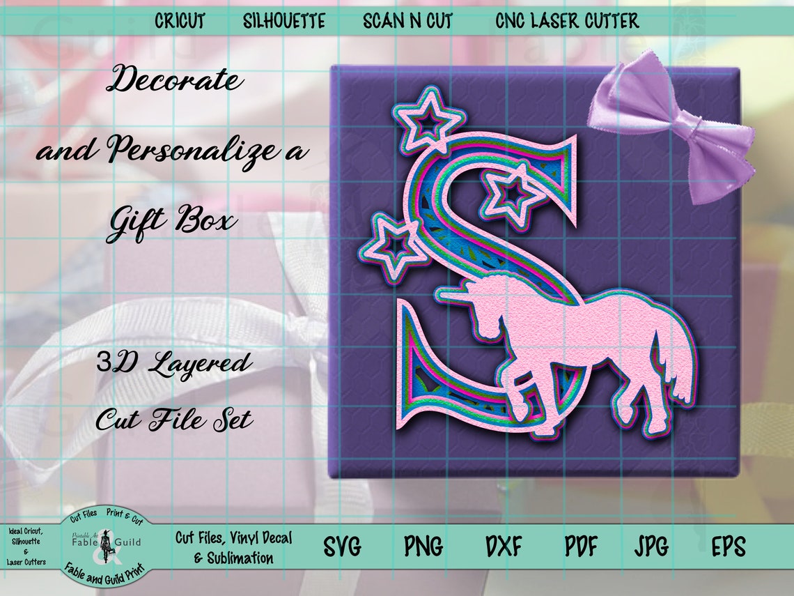 Download Cute 3D Layered Unicorn Alphabet SVG Letter Cricut Multi | Etsy