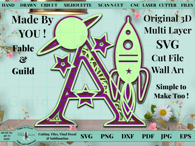 Download 3D layered Space Ship SVG Mandala SVG Letter A Cricut ...