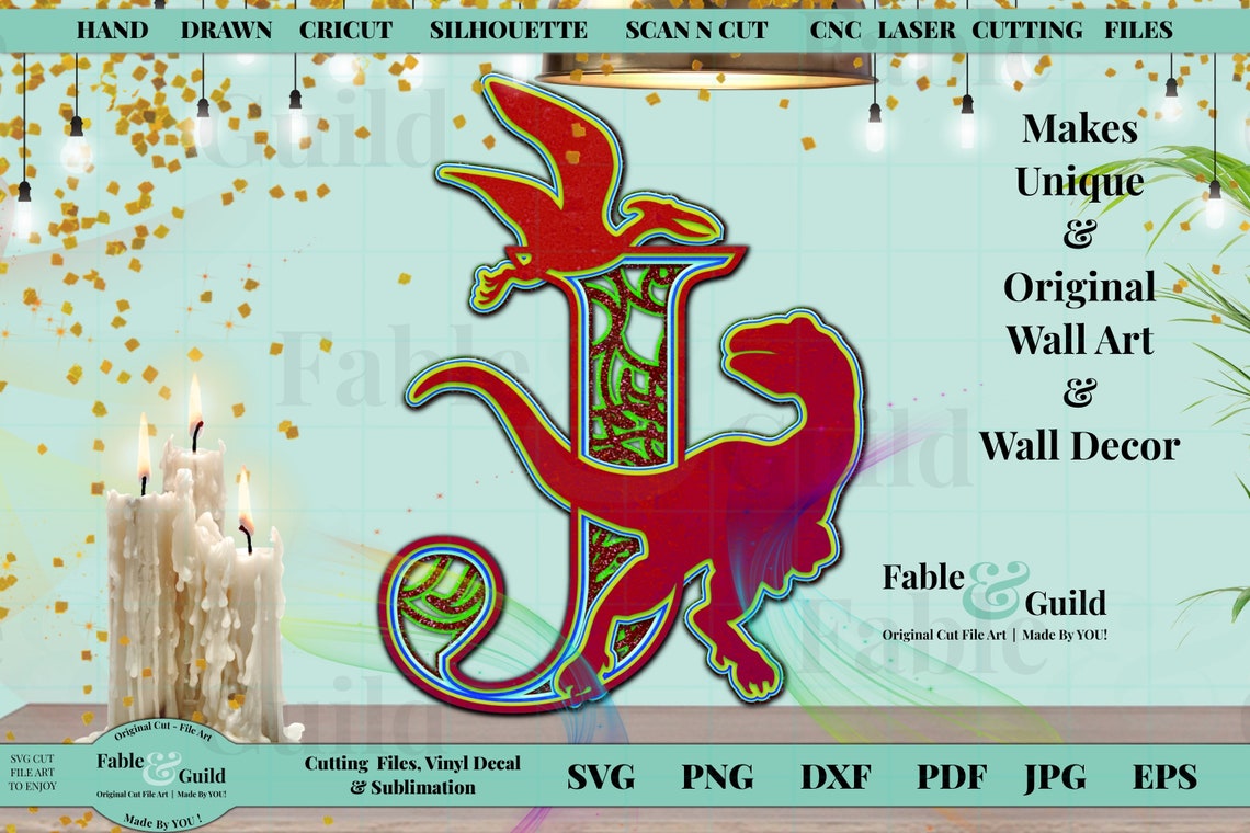 Download 3D Mandala Layered Dinosaur Alphabet Letter J SVG Cricut ...