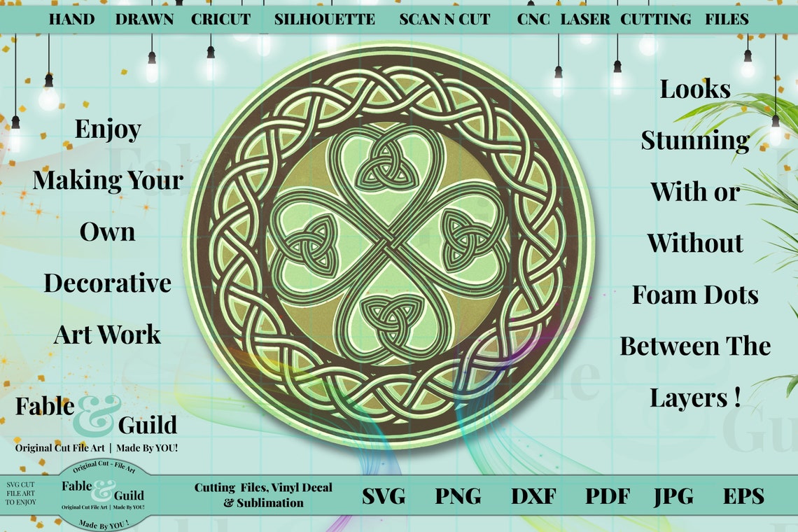 3D Layer Cricut SVG Celtic Knot Lucky Shamrock Four Leaf ...