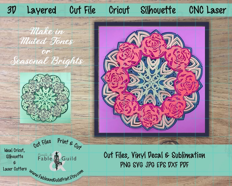 Download Multi Layer Rose Mandala Cricut SVG Cut File Cricut Flower ...