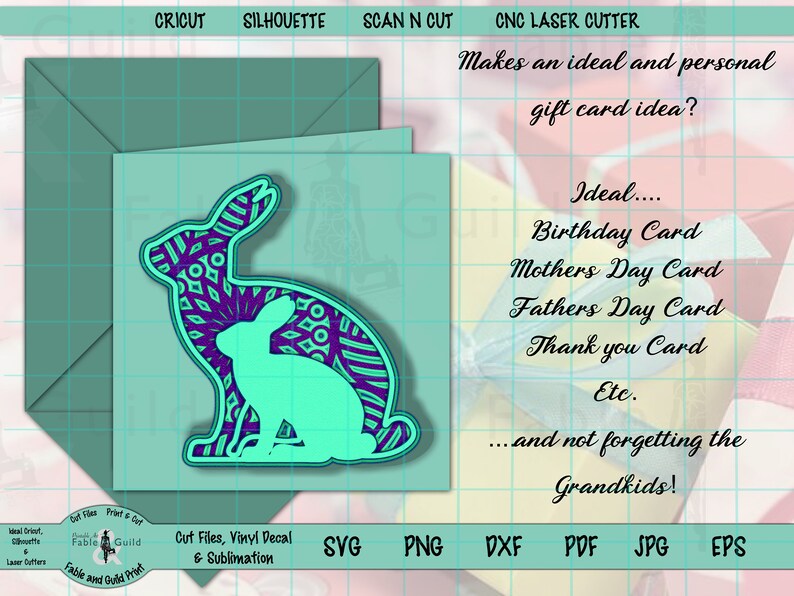 Download Rabbit Mandala SVG Bunny Cut Files for Cricut 3D ...