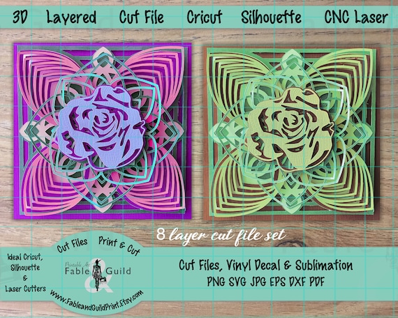 Mandala Wall Art Commercial Use 3d Mandala Svg Cricut Dxf Laser Cut File Flower Svg File Multi Layered Mandala Paper Flower Template Clip Art Art Collectibles