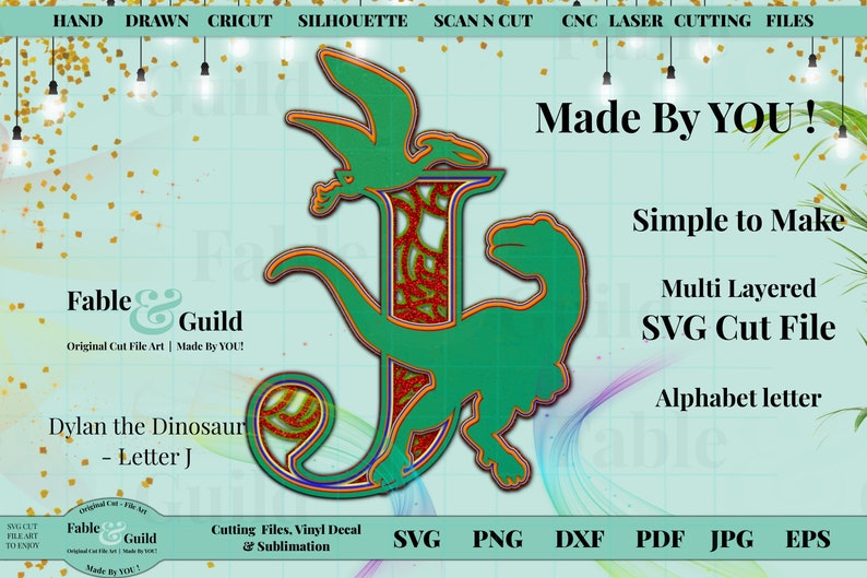 Download 3D Mandala Layered Dinosaur Alphabet Letter J SVG Cricut ...