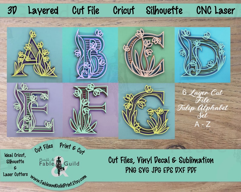 Download 3D Layered Alphabet SVG Letter Bundle Cricut SVG Cut File ...