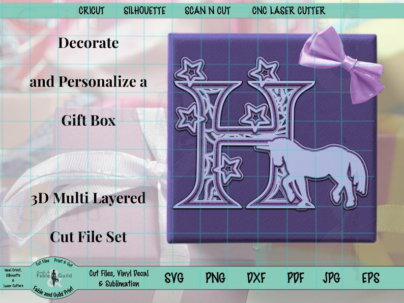Download 3D Multi layer SVG Cut File Cricut Unicorn Alphabet Letter ...