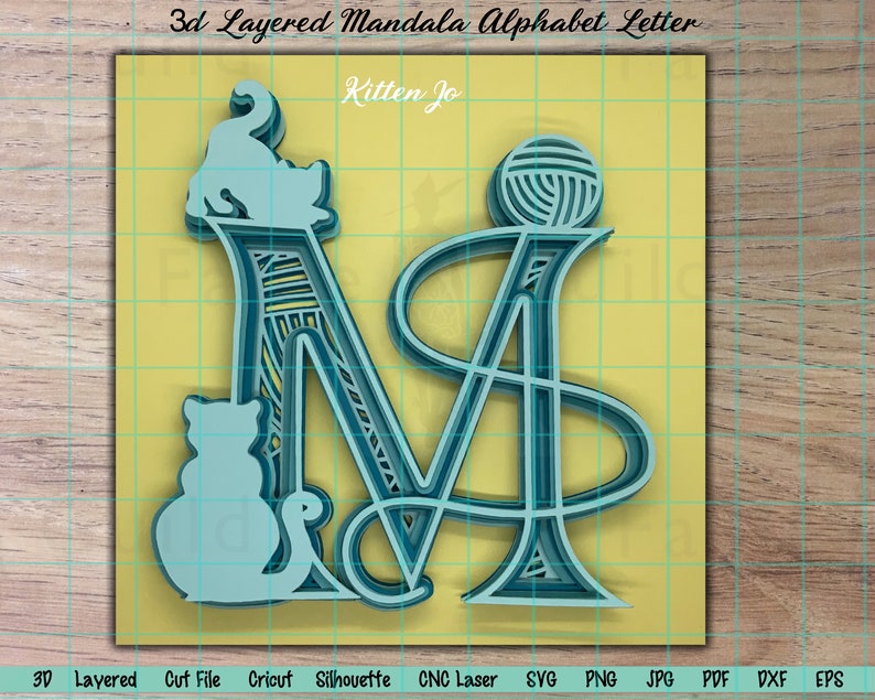 Cat Kitten SVG Cut File 3D Layered Mandala Letter Cricut ...