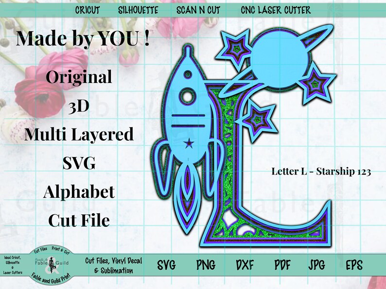 Download 3D Multi layer Spaceship SVG Cut File Cricut Alphabet ...