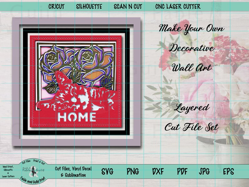 Download 3D Multi Layer Cat SVG Cut File for Cricut Kitten Rose | Etsy
