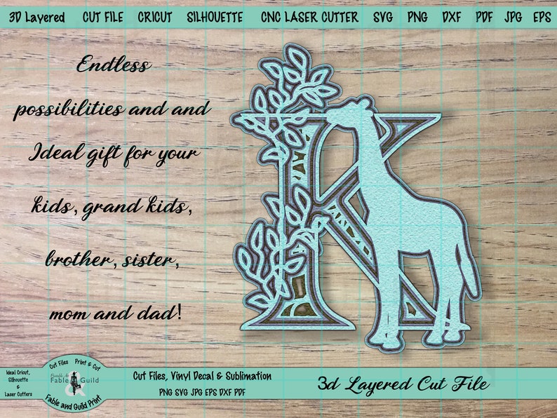 Animal SVG Multi layer Letter Cricut SVG Cut File Giraffe ...