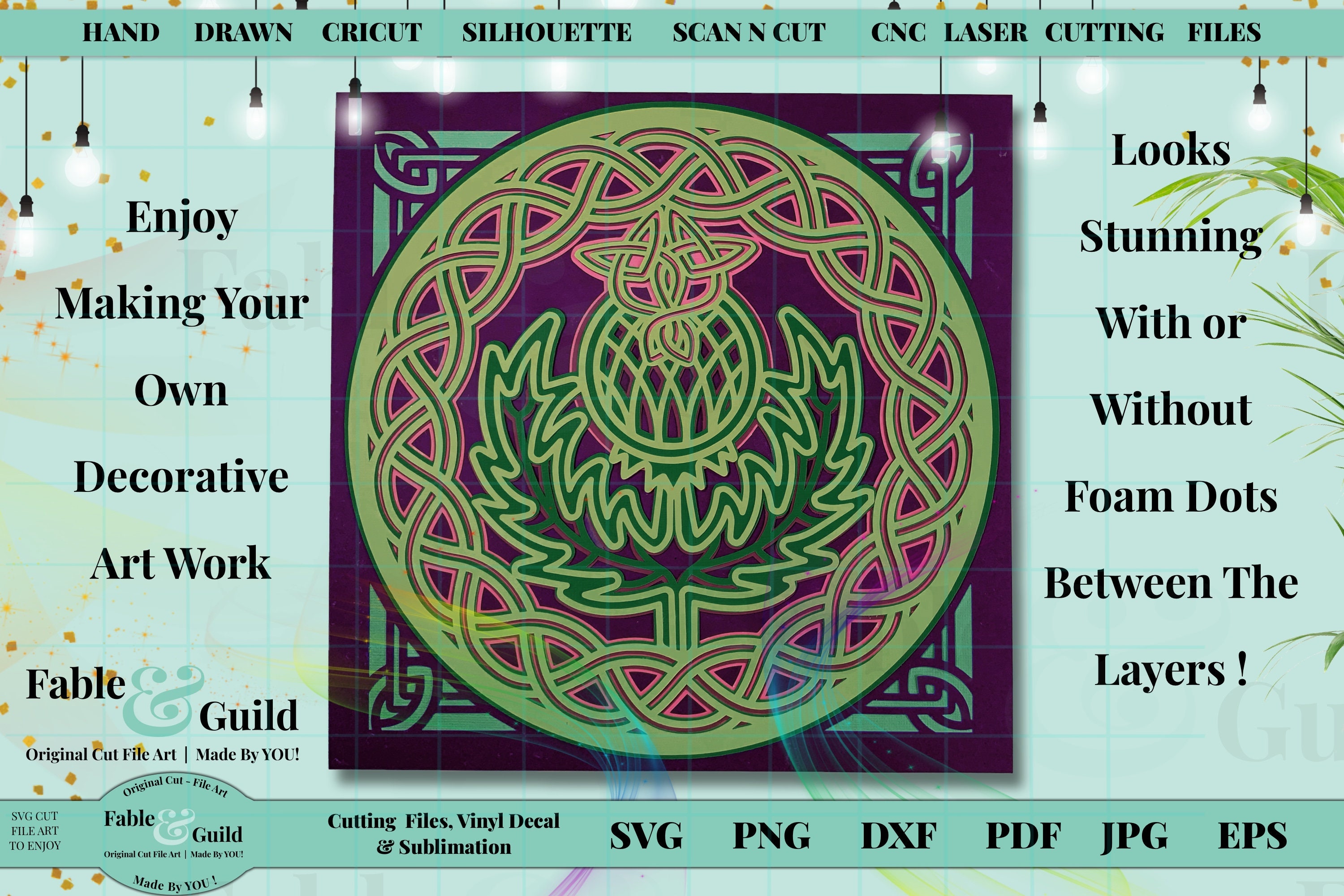 Download 3D Layered Mandala SVG Celtic Knot Thistle Scottish Scotland | Etsy