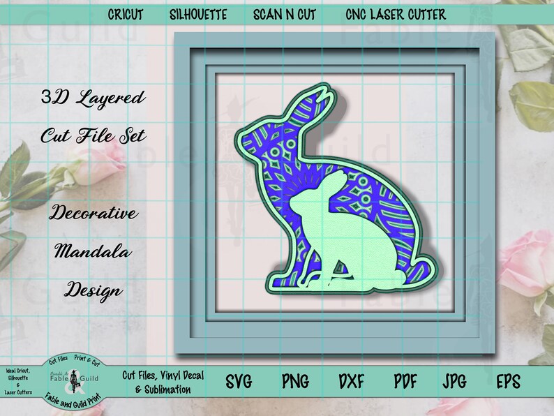 Download Multilayer Mandala SVG Rabbit Cut Files Cricut 3D Bunny | Etsy