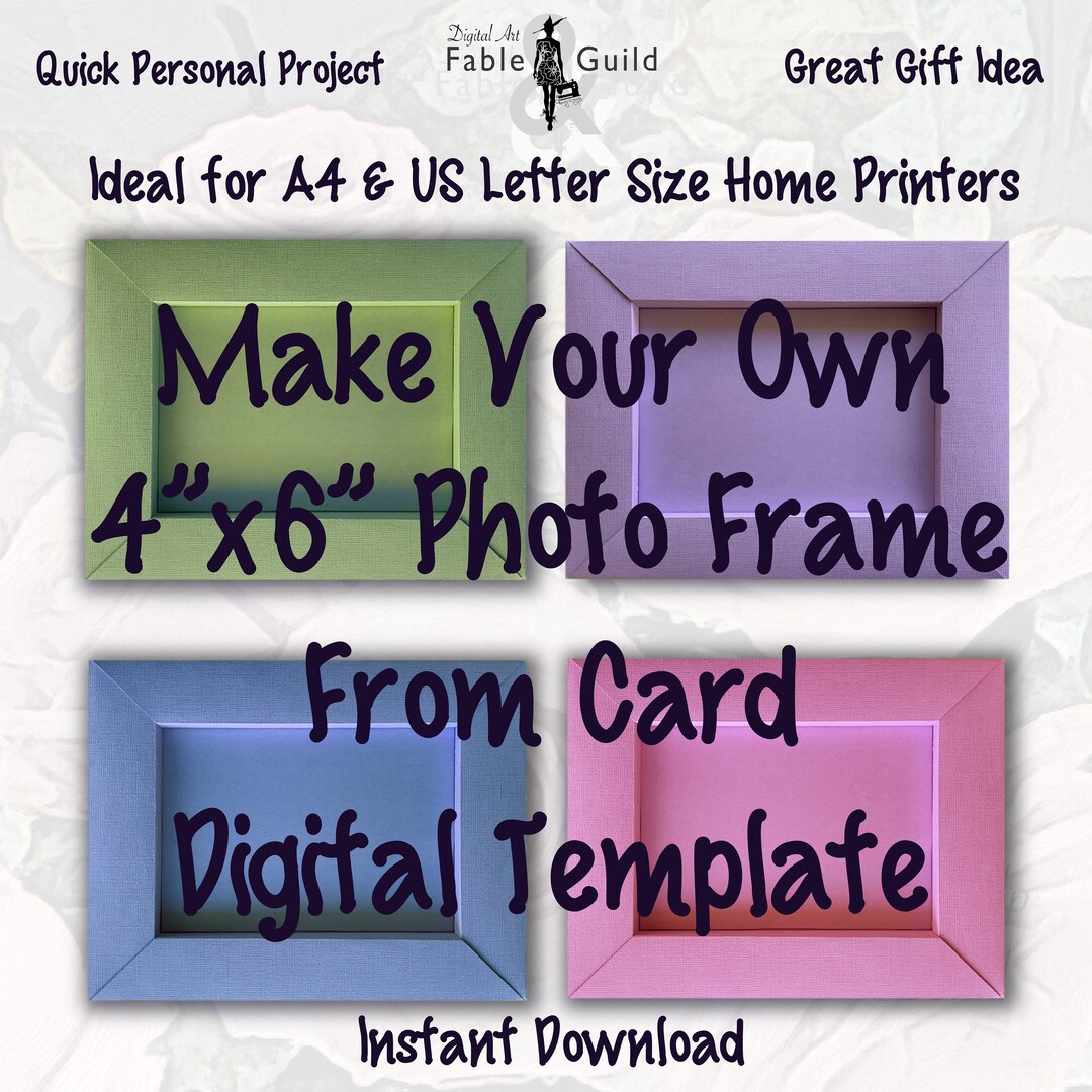 DIY Photo Frame Digital PDF Template, Cut by Hand Picture Frame, PDF