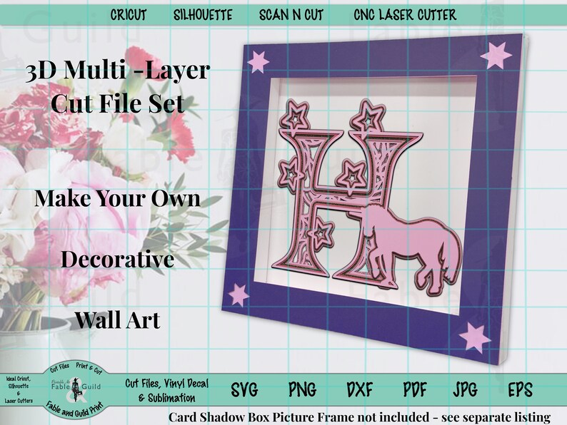 Download 3D Multi layer SVG Cut File Cricut Unicorn Alphabet Letter ...