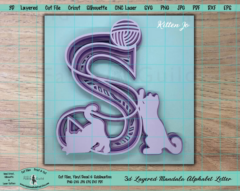 Download 3D Letter Multilayer SVG Cricut SVG Cut File Layered Kitten | Etsy
