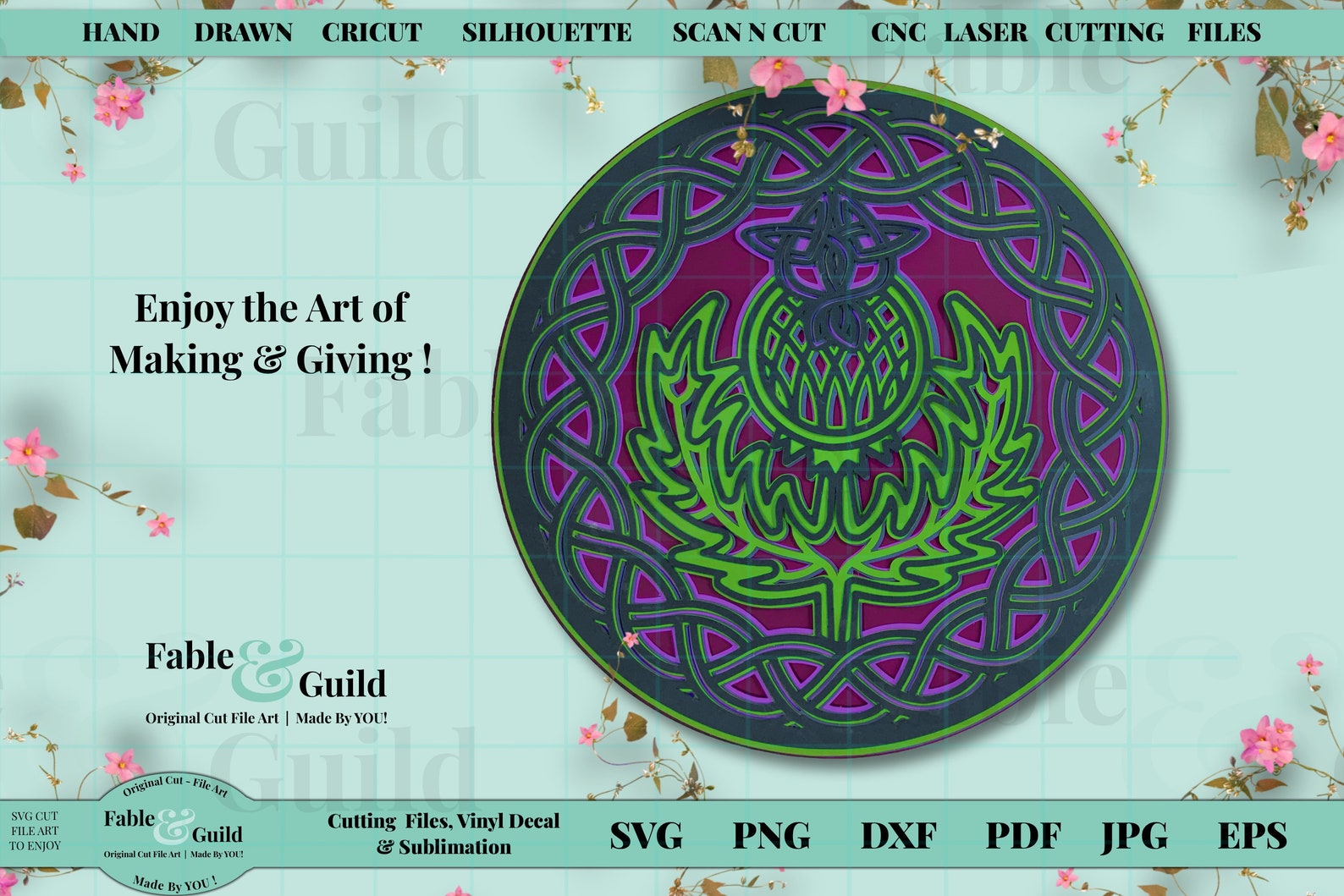 Download 3D Layered Mandala SVG Celtic Knot Thistle Scottish ...