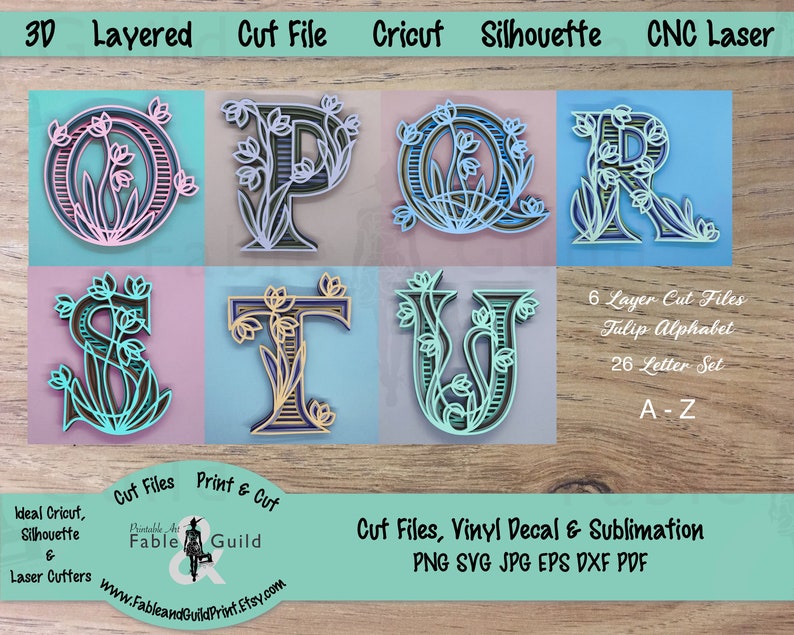 Download 3D Layered Alphabet SVG Letter Bundle Cricut SVG Cut File ...