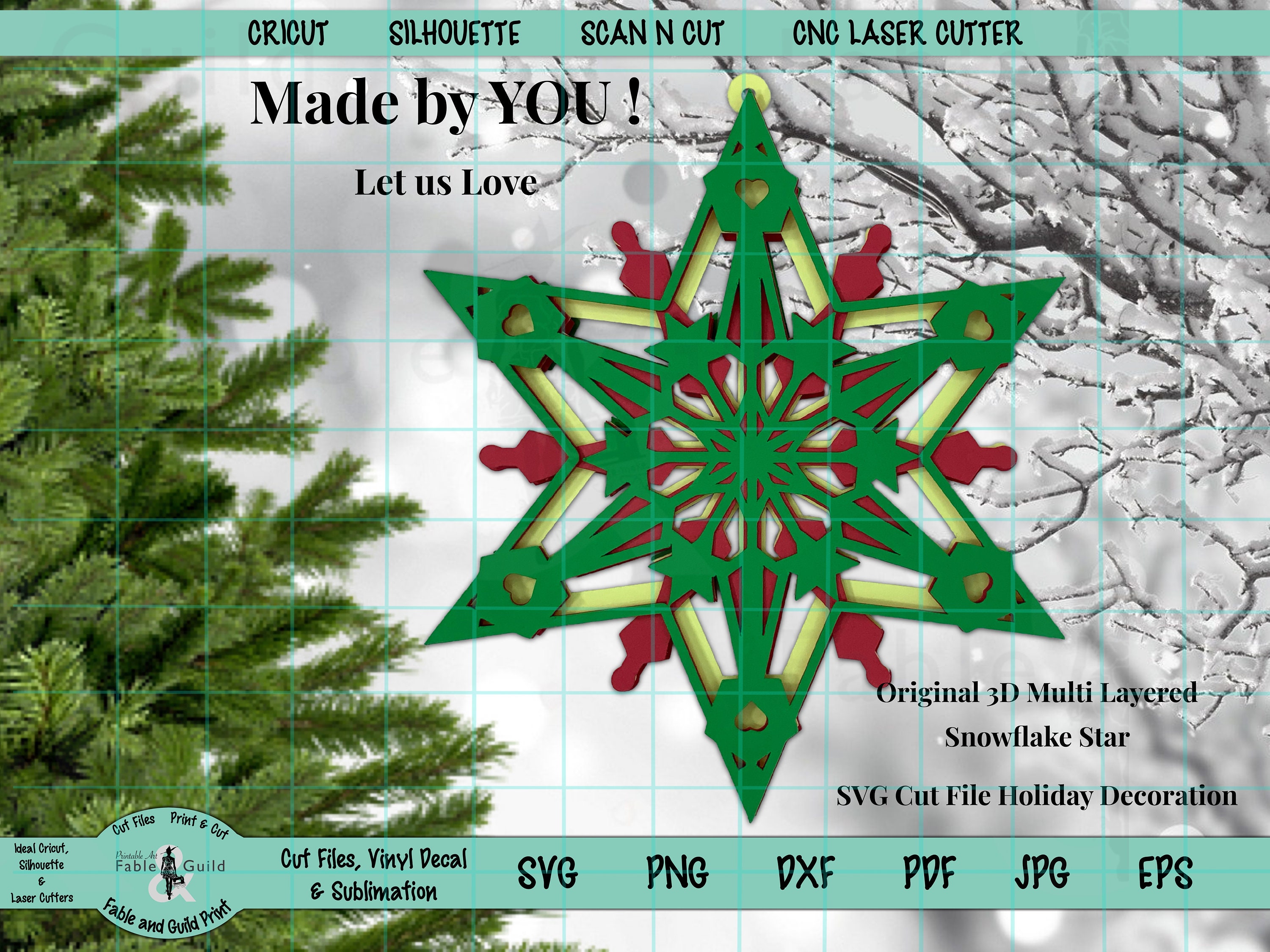 3d Multi Layer Svg Christmas Tree Decoration Cutting File For Etsy