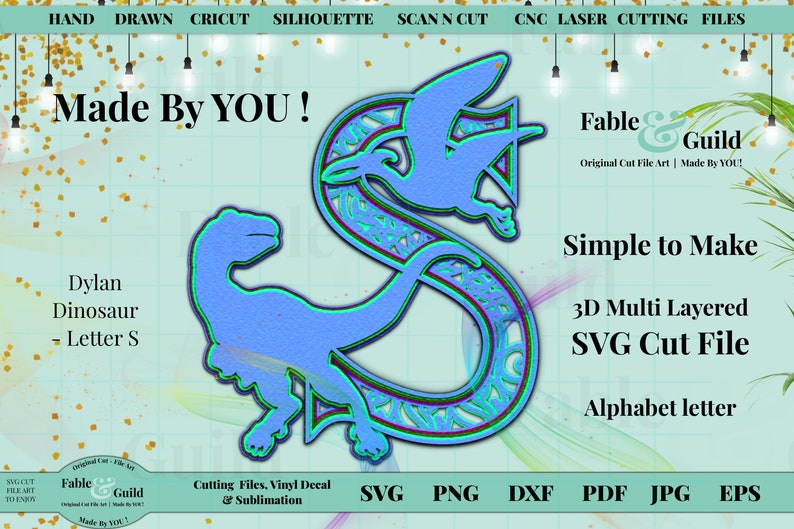 Download 3d Multi Layered Svg Cricut Cut File Dinosaur Alphabet Letter Etsy