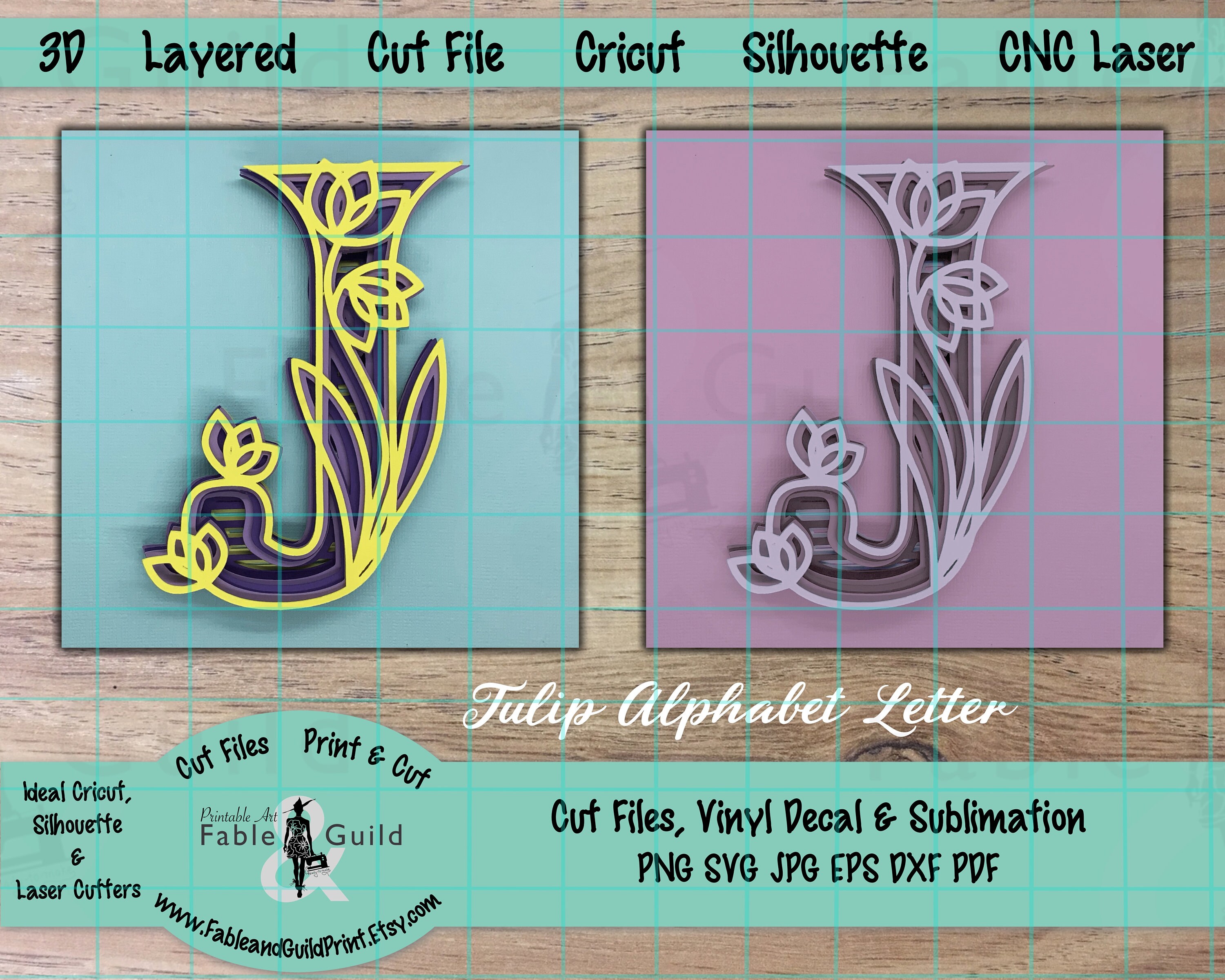 Download Cricut Svg Cut File Letter J 3d Mandala Lettering Layered Etsy