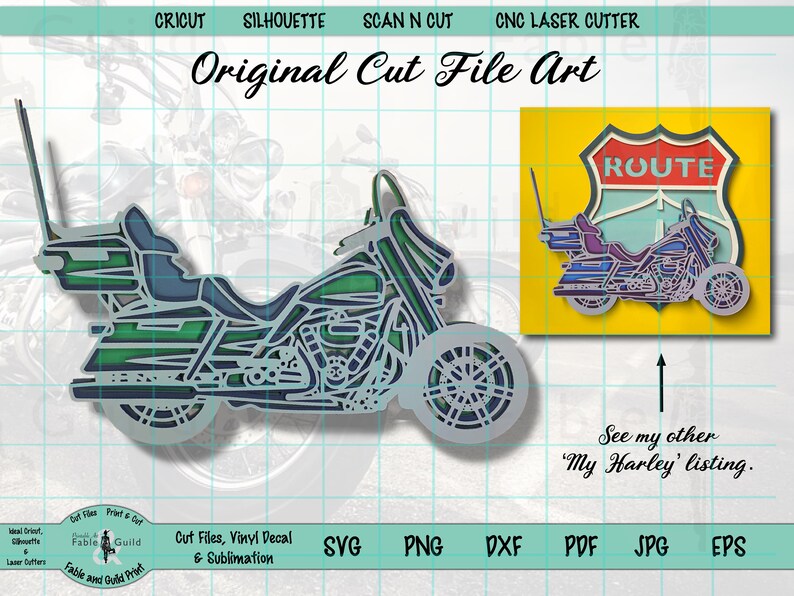 Download Paper Party Kids Svg Multilayered Harley Motorbike Silhouette Motorcycle Dxf File Cnc Laser Davidson 3d Multilayer Layered Cut Files For Cricut Scan N Cut Craft Supplies Tools