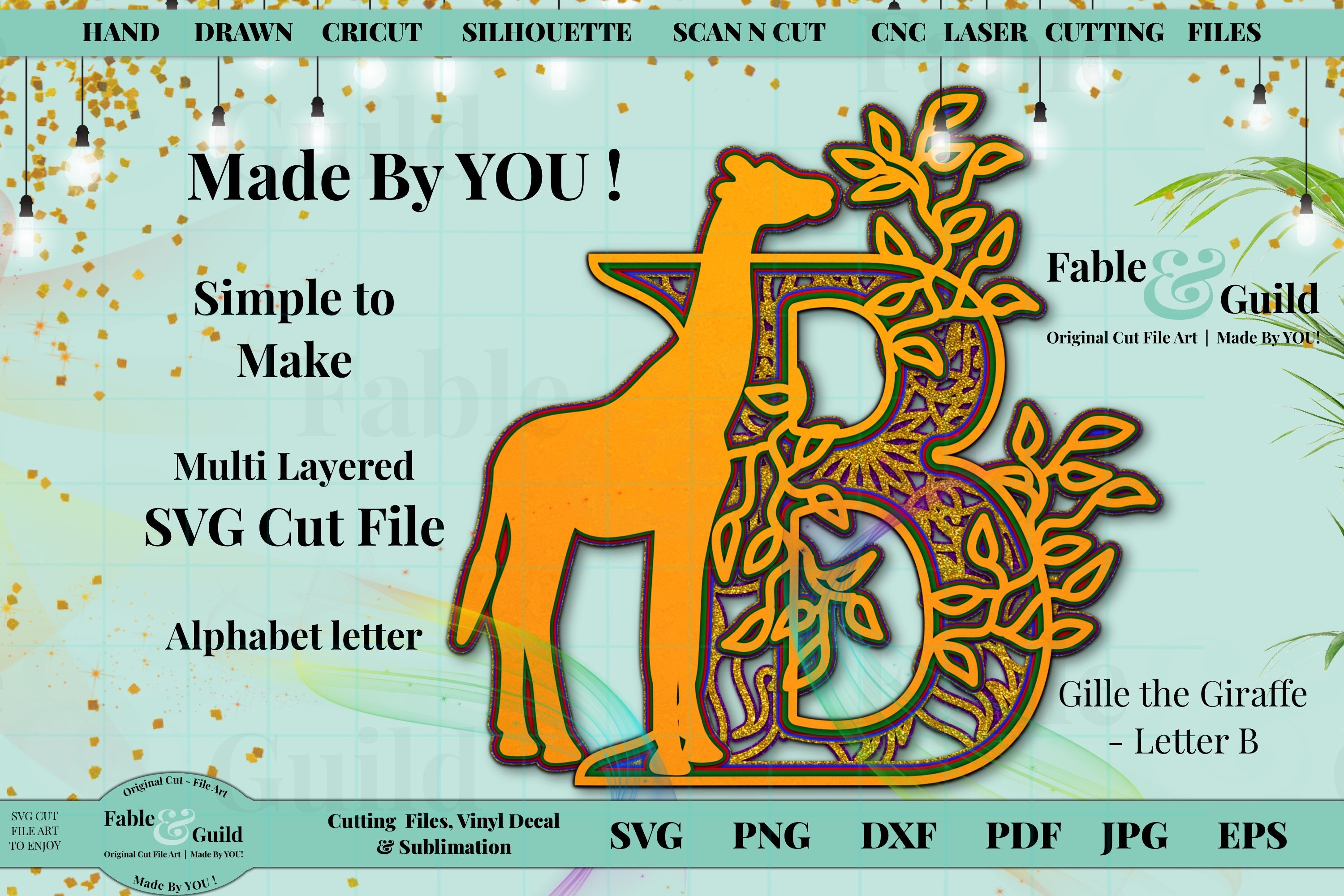 Download Multi Layered Giraffe SVG 3D Mandala Alphabet Letter B SVG ...