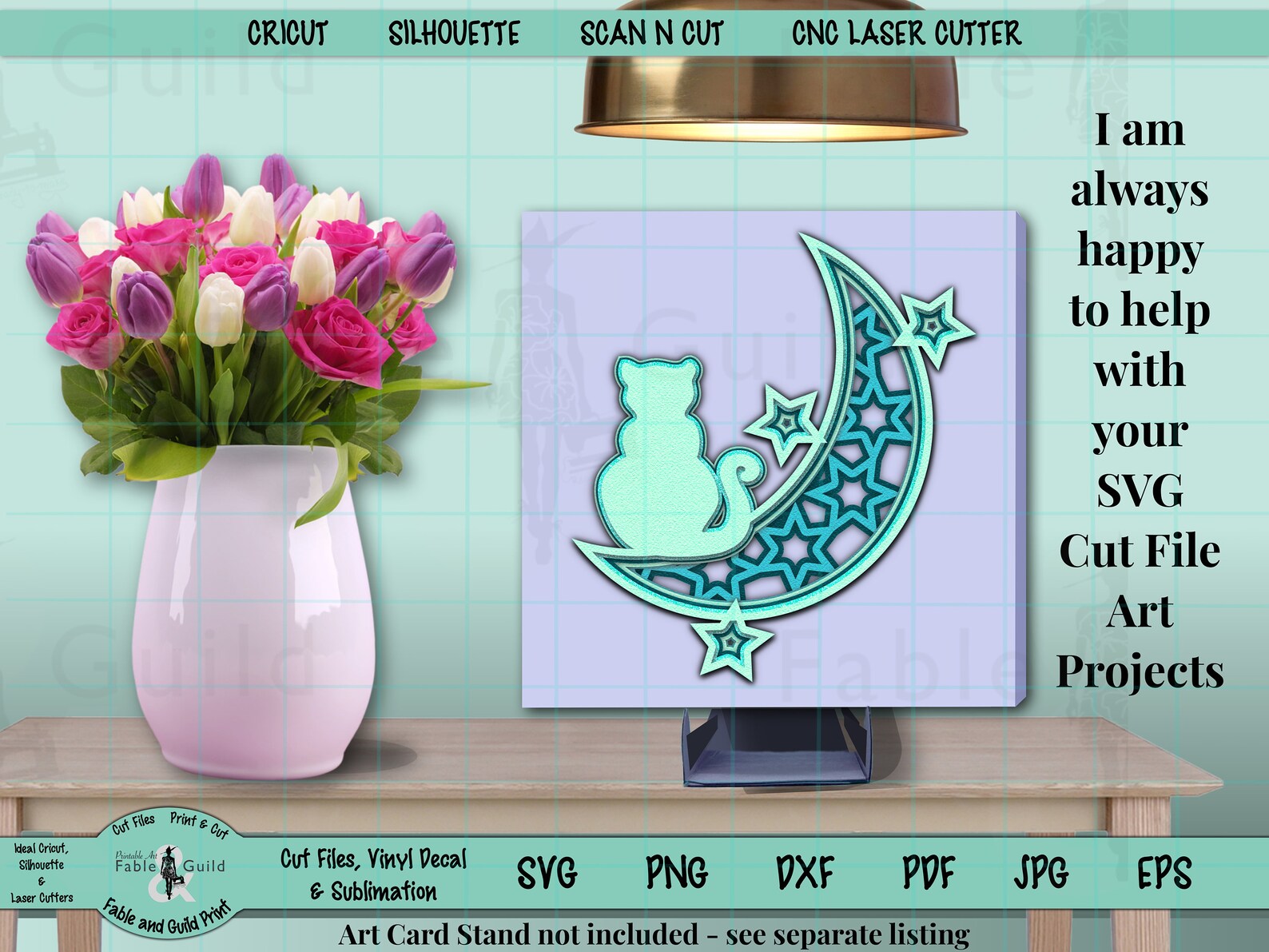 Download Cat Moon Mandala Star SVG Cutting File 3D Layered SVG Cricut | Etsy
