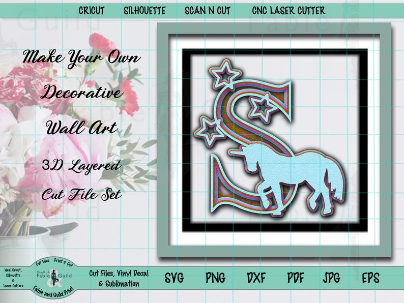 Download Cute 3D Layered Unicorn Alphabet SVG Letter Cricut Multi ...