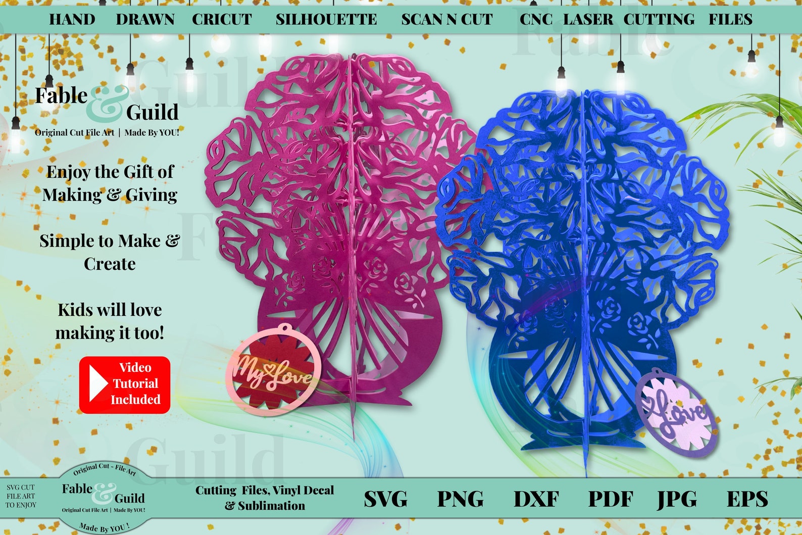 Cricut SVG Template 3D Rose SVG Flower Cricut Card Design Etsy