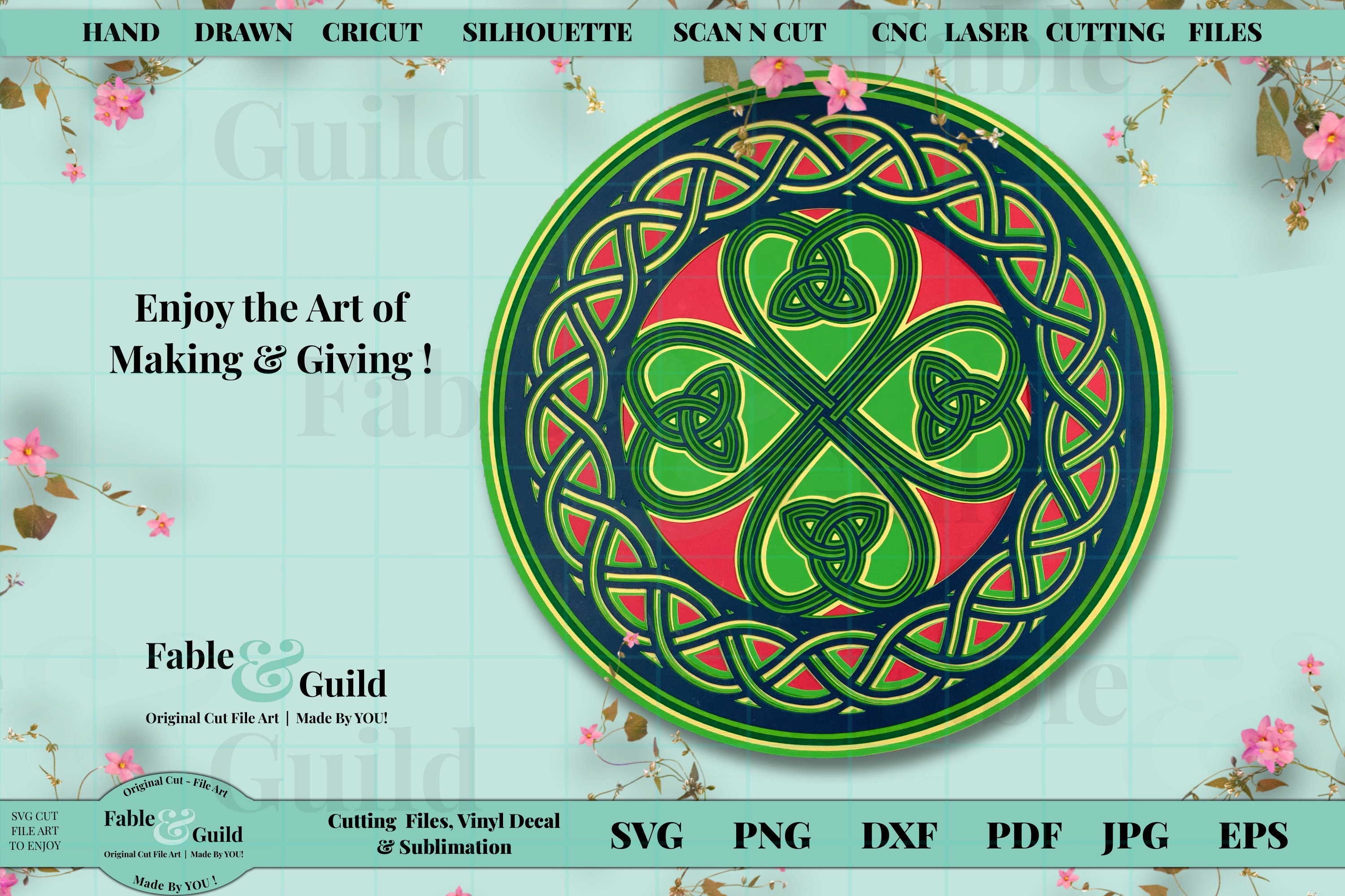 Download 3D Layer Cricut SVG Celtic Knot Lucky Shamrock Four Leaf ...
