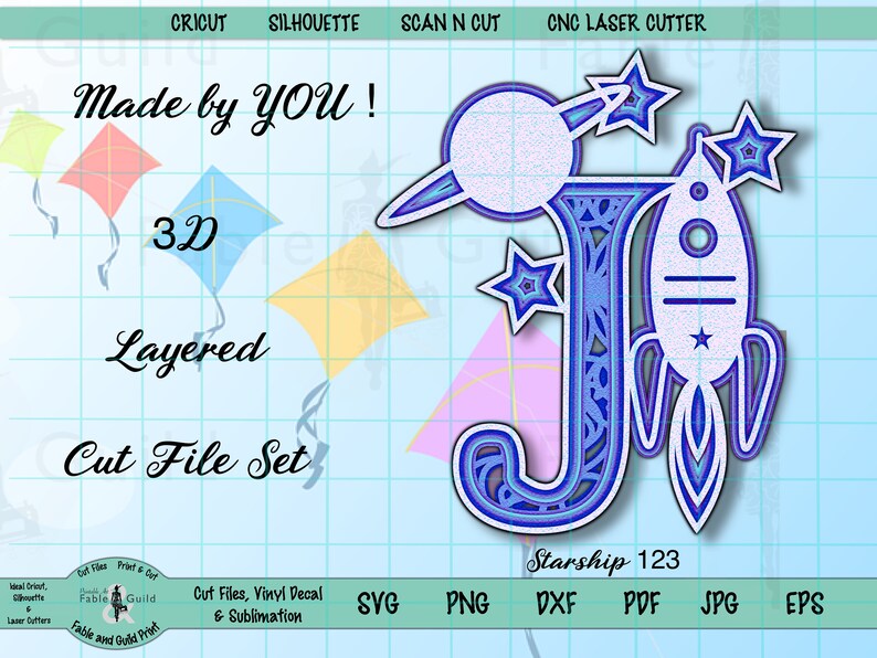 Download 3D Layered SVG Letter Cricut Multi layer Spaceship Cut ...