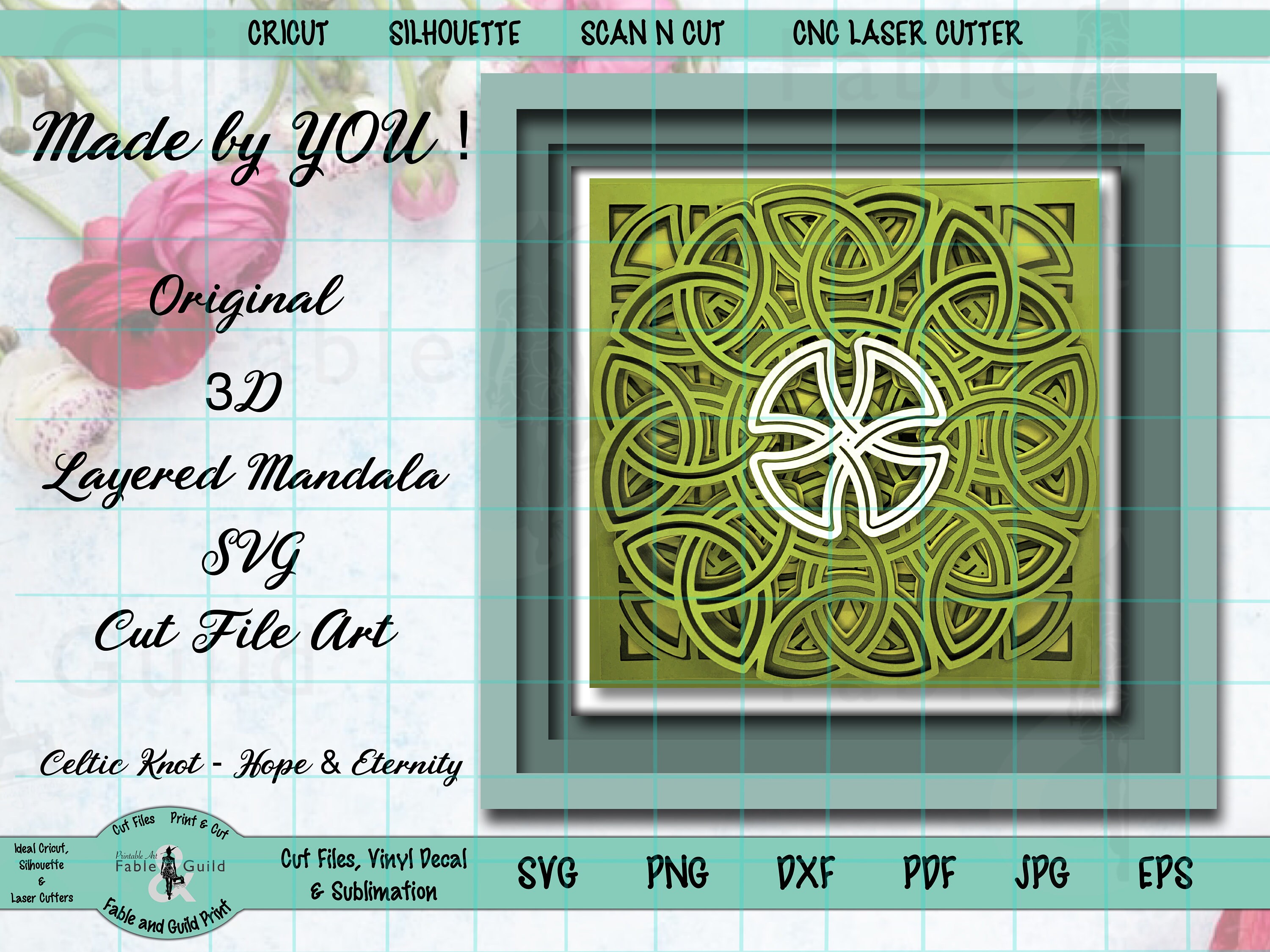 Download 3D Mandala SVG Layered Celtic Knot Cut Files for Cricut | Etsy