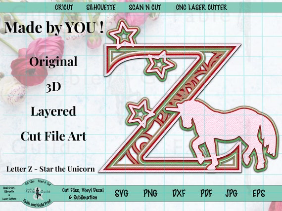 Download 3d Multi Layered Letter Svg Cricut Unicorn Svg Cut File Etsy PSD Mockup Templates