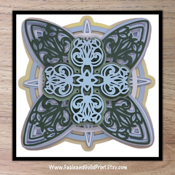 3D Mandala Wall Art SVG with Tulip flower Pattern, Layered Cardstock File for Cricut Shadow Box SVG, Paper Tulip Floral SVG Design