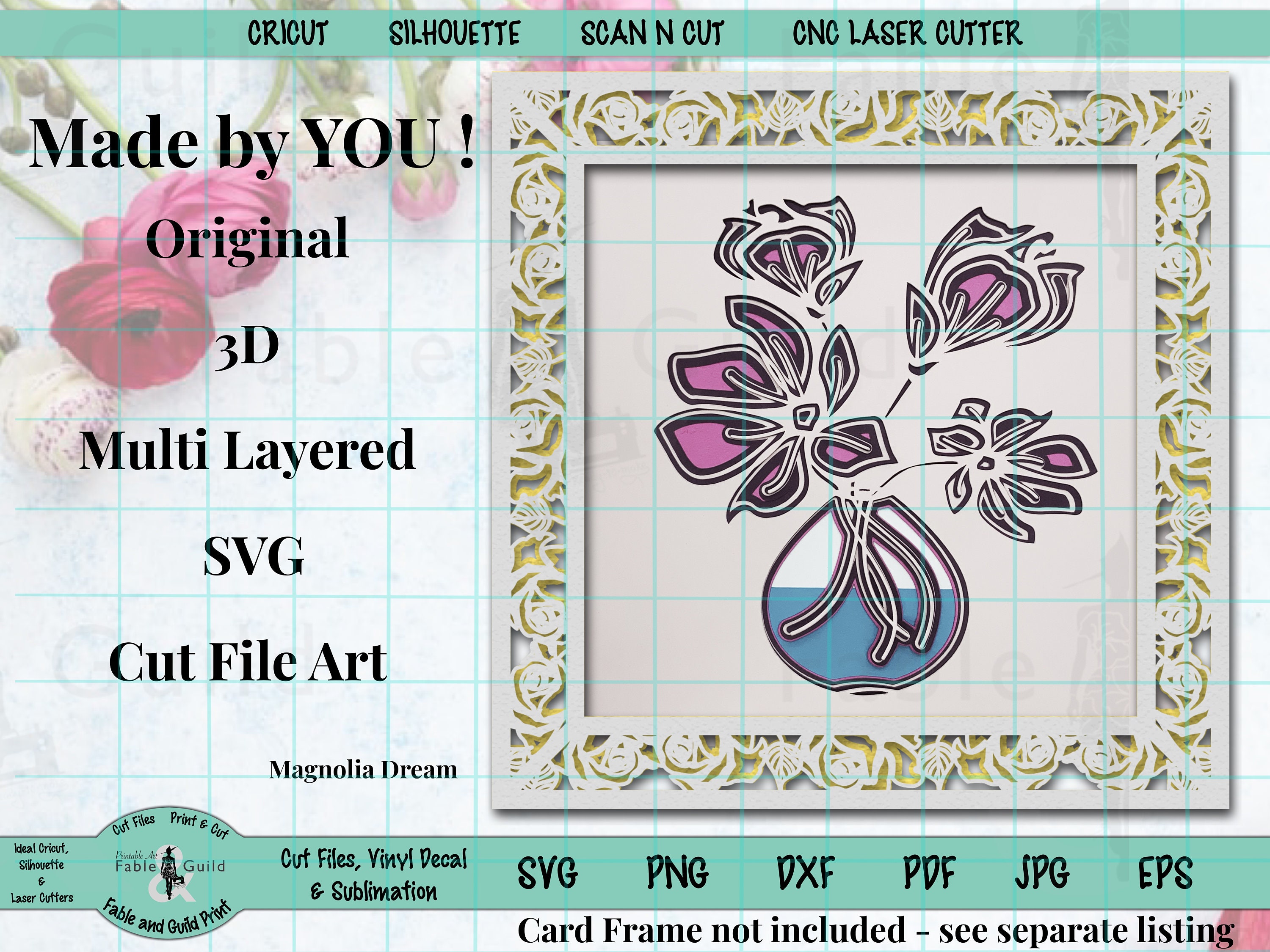 Download Magnolia Flower Svg Cut Files For Cricut Scanncut Silhouette Etsy
