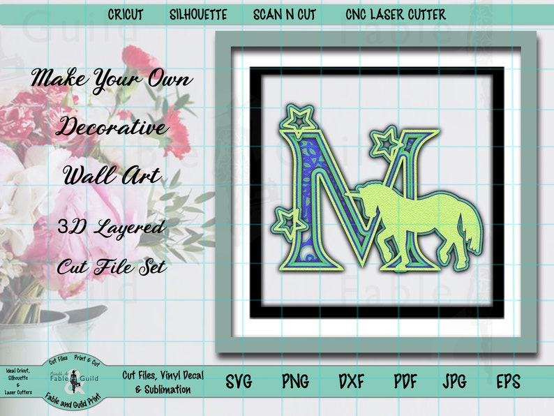 Download 3D Layered Unicorn Alphabet SVG Letter M Cricut Multi ...