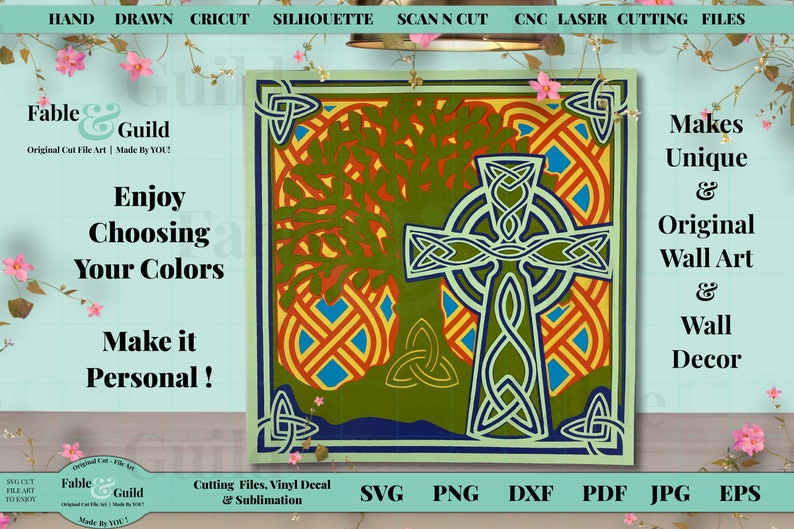 Lucky Celtic Knot Irish St Patricks Day Silhouette ScanNCut 3D Multi Layered Cricut Cut File Cricut 3D Tree of Life File SVG Celtic Cross