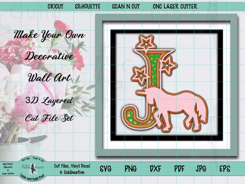 Download 3D Layered Unicorn SVG Letter J Cricut Multi layered ...