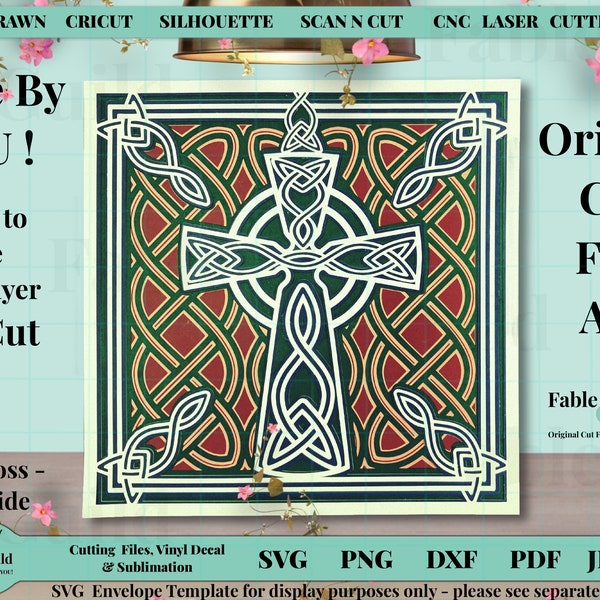 3d Layered Cricut Cut File, 3D Layered Celtic Cross svg, Celtic Knot svg, Irish St Patricks Day svg, Religious Cross svg Digital Download