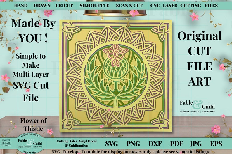Download Scanncut Flower Paper Cutting File Silhouette Wall Art Emblem Layered Celtic Knot Mandala 3d Cricut Cut File Scottish Thistle Svg Design Paper Party Kids Papercraft Deshpandefoundationindia Org