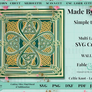 3d Multi Layered Cricut Cut File, SVG Four Leaf Clover, Cricut 3D Cut File, Celtic Knot Lucky Irish St Patricks Day Silhouette ScanNCut SVG