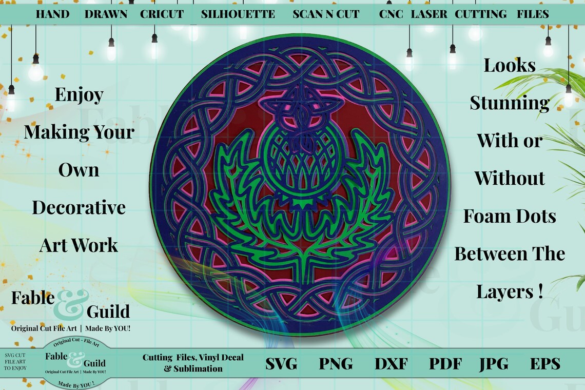 Download 3D Layered Mandala SVG Celtic Knot Thistle Scottish ...