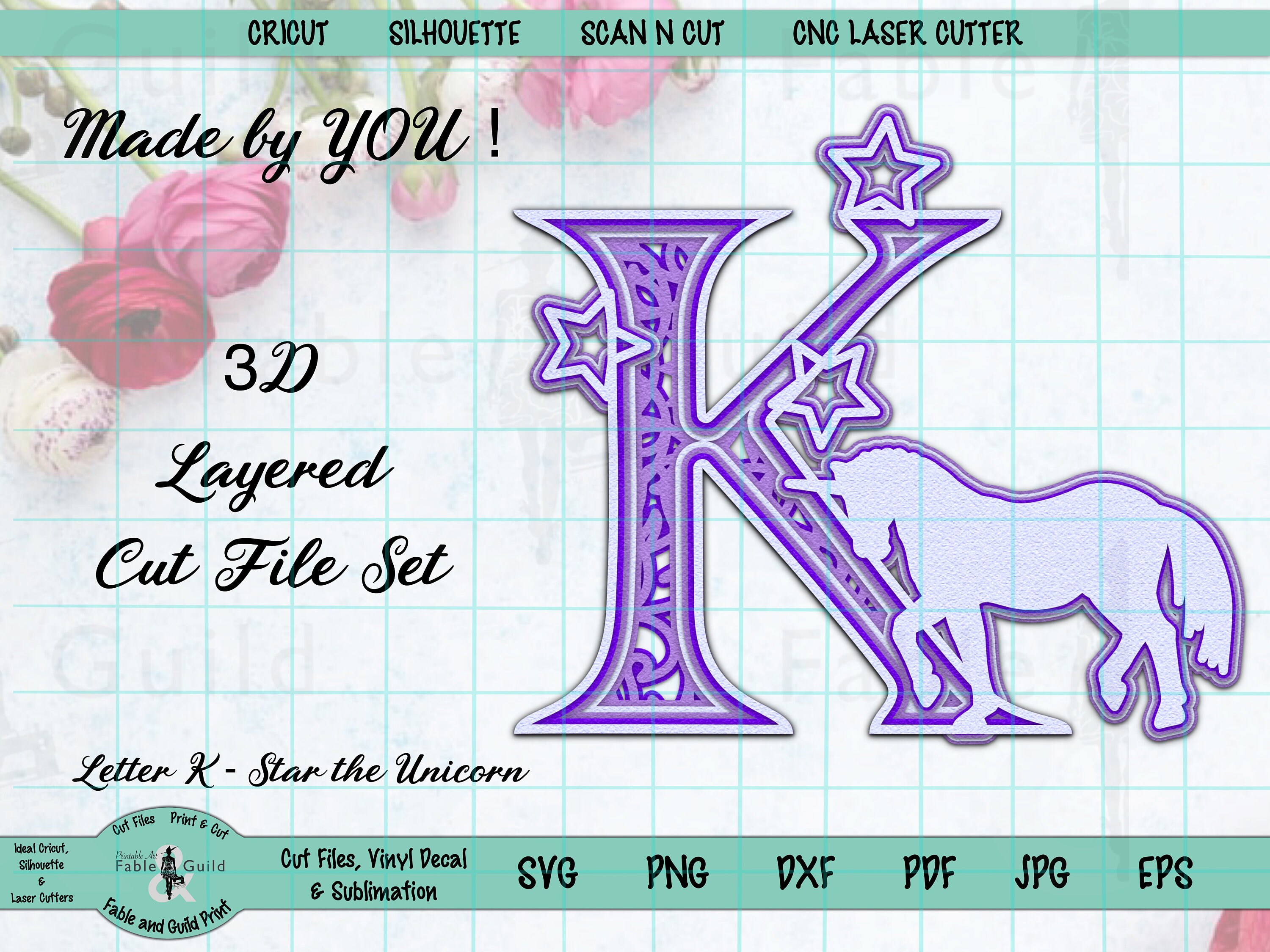Download Unicorn Letter SVG Cut File Cricut Lettering 3D Multi ...