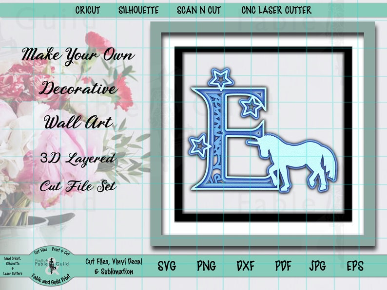 Download 3D Multi layer SVG Unicorn Alphabet Letter E Cricut ...